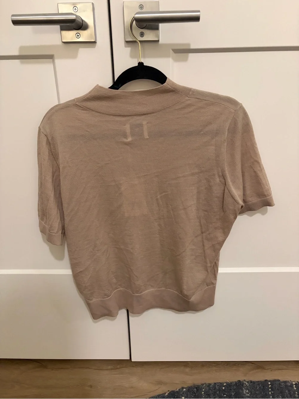 Anine Bing Taupe Crewneck Short Sleeve Knit Top - Picture 3 of 4